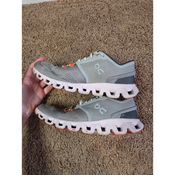 On Running cloud x alloy lily grey orange womens running sneaker on clouds 7.5 - Picture 6 of 8